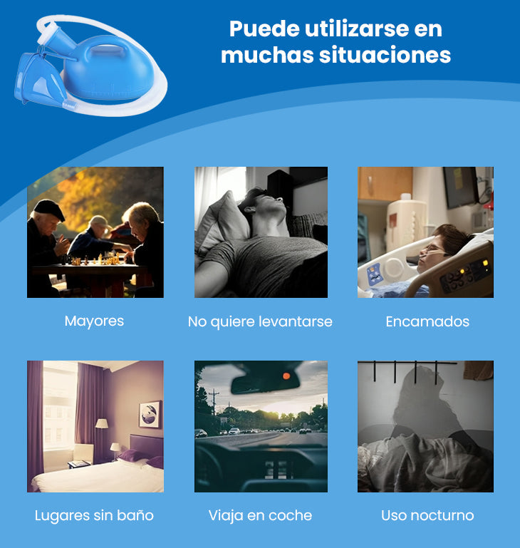 Urinario médico de gran capacidad con tubo largo para ancianos, pacientes encamados, viajeros