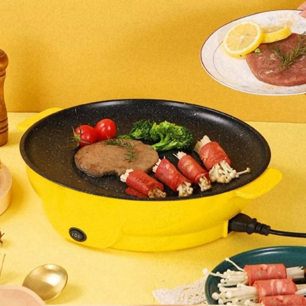 Sartén Eléctrica Para Freír Y Asar Para Uso Doméstico, Sartén Eléctrica Multifuncional, Parrilla Para Carne