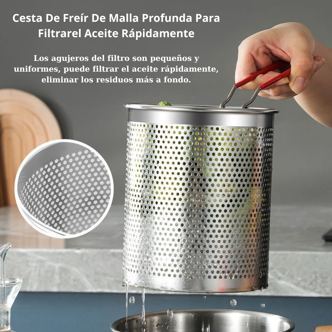 Sartén Multifuncional De Acero Inoxidable 304, Sartén Con Filtro Para Ahorrar Aceite (Puede Utilizarse Para Placas De Inducción)