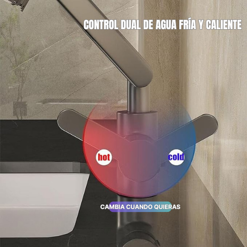 Grifo De Lavabo De Latón Plegable Con Una Sola Manija, Que Gira 360° Para Agua Caliente Y Fría, De Color Gris Oscuro E Incluye La Tubería De Agua