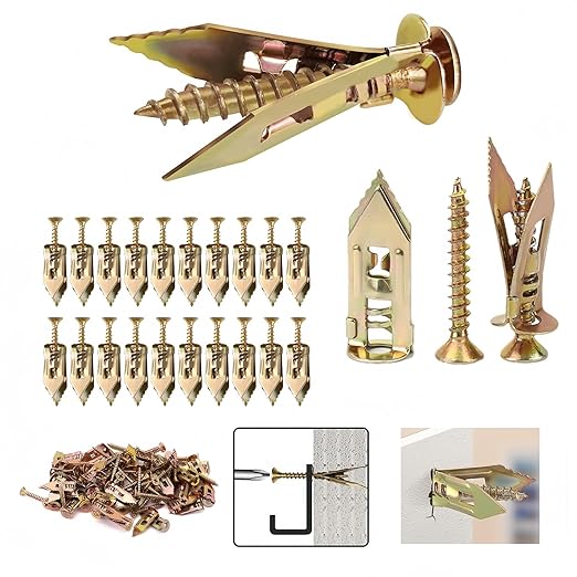 Kit Con 50 Piezas De Anclajes Y Tornillos Para Drywall, Madera Y Contrachapado