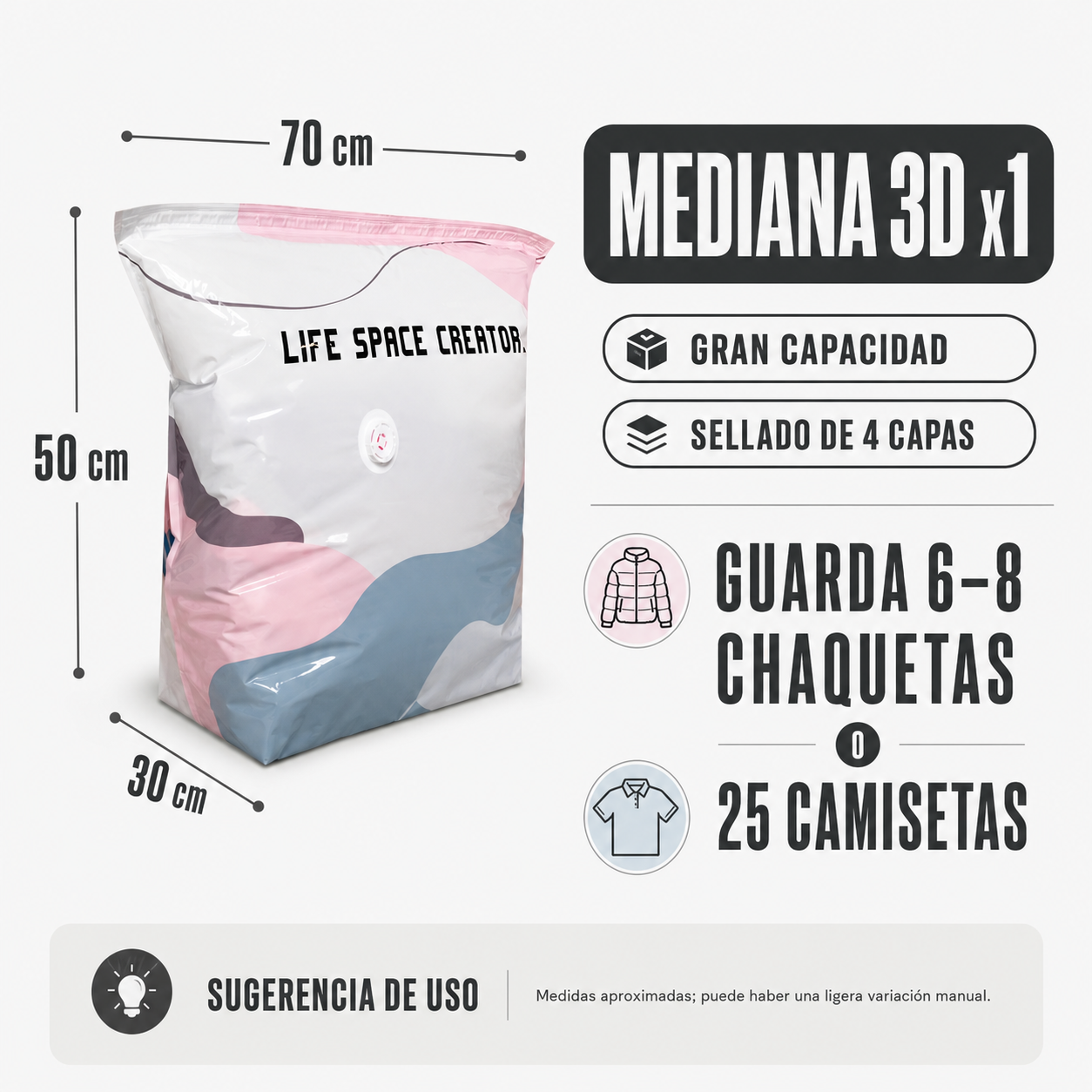 Bolsas De Almacenamiento Al Vacío 3D Sin Bomba – Compresión Rápida En 3 Segundos