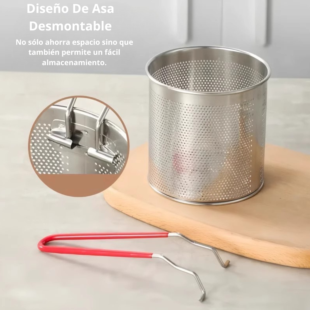 Sartén Multifuncional De Acero Inoxidable 304, Sartén Con Filtro Para Ahorrar Aceite (Puede Utilizarse Para Placas De Inducción)