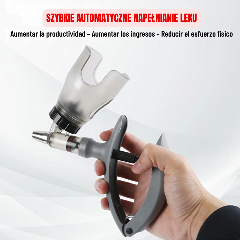 Jeringa automática de 5 ml – Volumen ajustable con facilidad, aplicación precisa, ahorro de tiempo y mayor productividad en la cría de animales