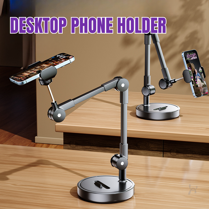Desktop Phone Holder 2025 📷 Soporte para teléfono de escritorio multiángulo para transmisión en vivo, palo para selfies, trípode, grabación de video, clases en línea y vlogs.