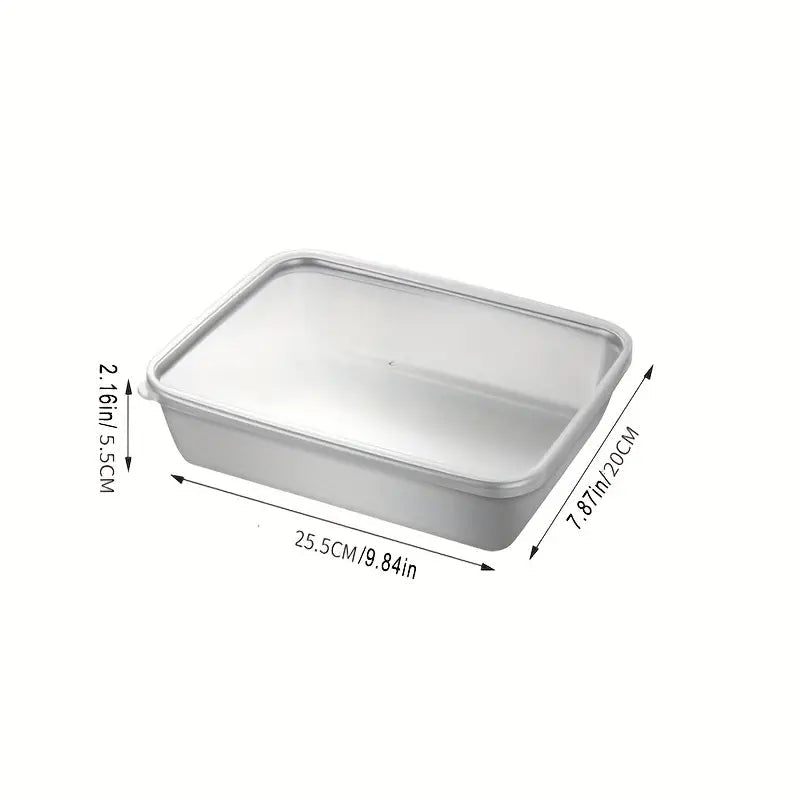 SUS304 caja de almacenamiento de alimentos, bandeja rectangular, seguro para la salud. (25x20x6cm)