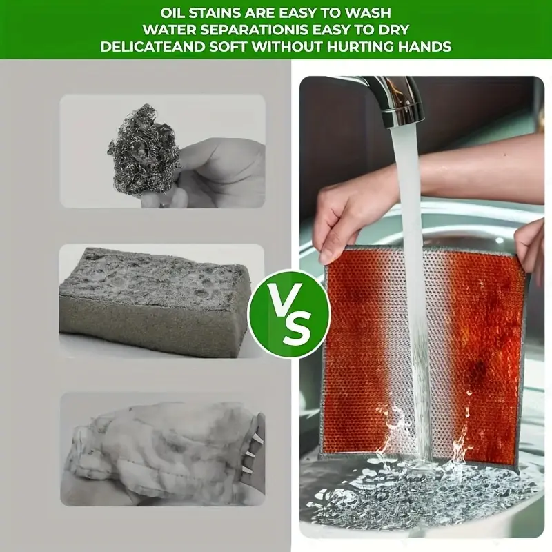 Juego de paños de acero inoxidable de 2 capas (10/20/30 unidades) – Estropajos de malla metálica duraderos, antiadherentes y antidesprendimiento para ollas, sartenes, parrillas y barbacoas