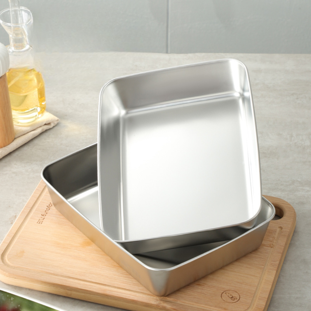 Recipiente para Alimentos de Acero Inoxidable 304 – Frescura Prolongada y Máxima Seguridad (25x20x5 cm)