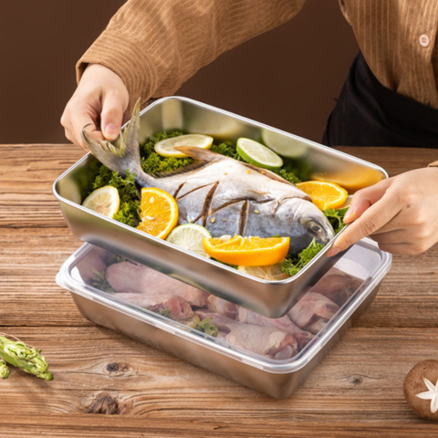 Cajas de acero inoxidable 304 para alimentos (25 x 20 x 6 cm)