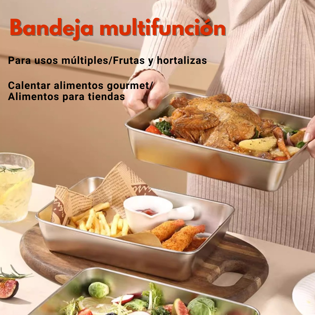 Recipiente para alimentos SUS304, bandeja rectangular de acero inoxidable con tapa de acero inoxidable, seguro para la salud. (22cm*15cm*6cm)