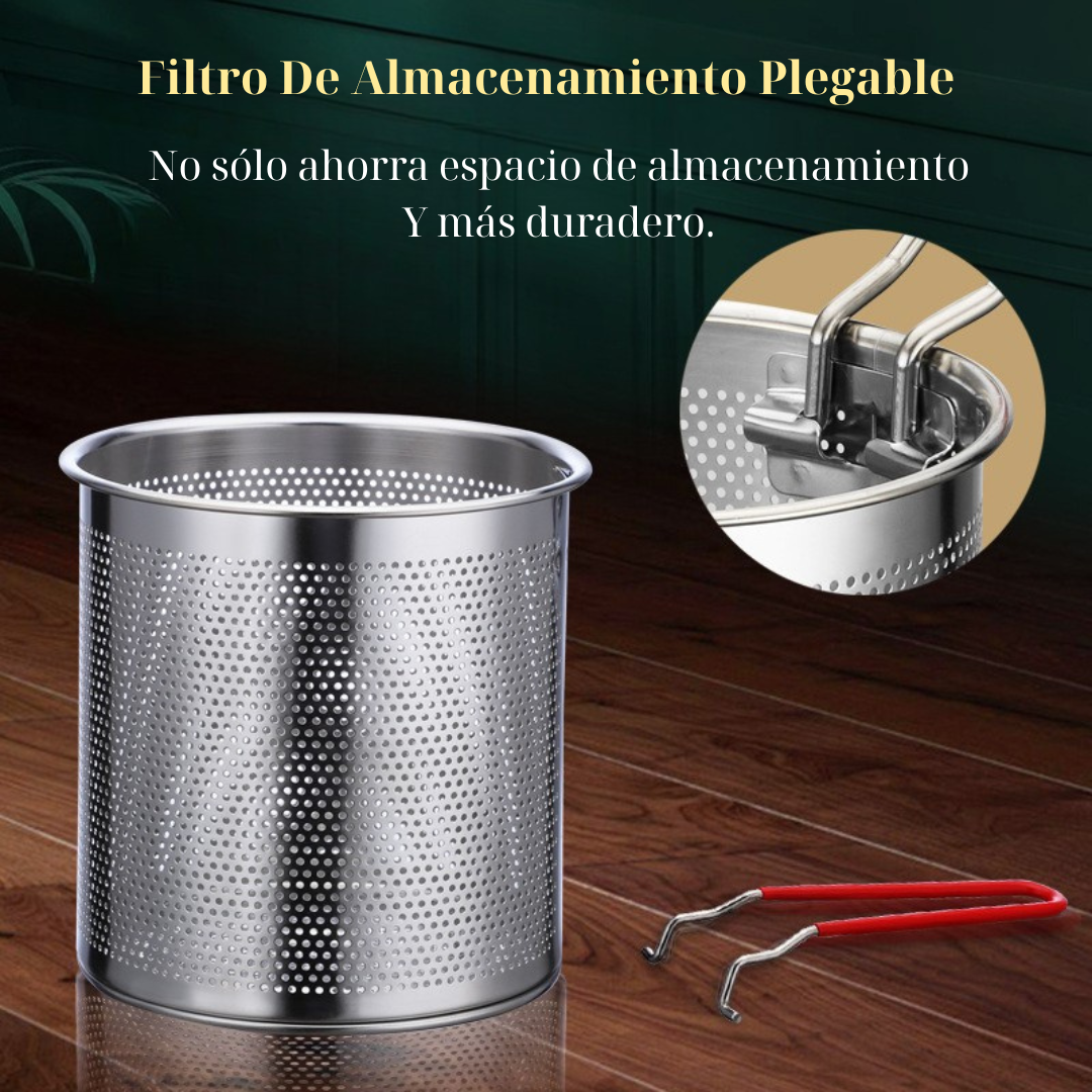 Sartén Multifuncional De Acero Inoxidable 304, Sartén Con Filtro Para Ahorrar Aceite (Puede Utilizarse Para Placas De Inducción)