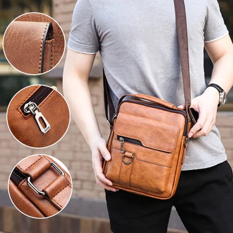 Yues-Weixier™ Bolso de hombro de cuero vintage para hombre