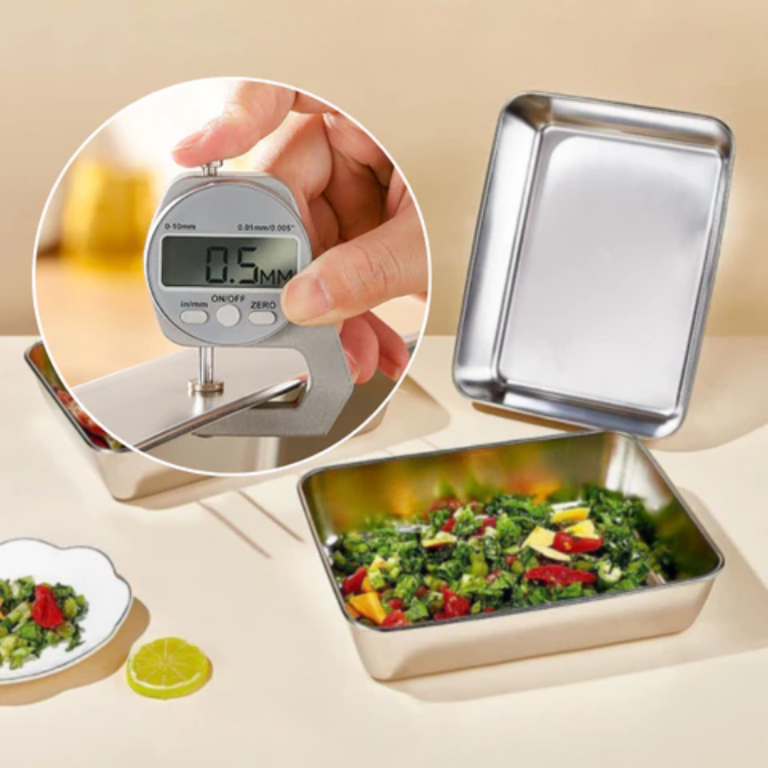 Recipiente para Alimentos de Acero Inoxidable 304 – Frescura Prolongada y Máxima Seguridad (25x20x5 cm)