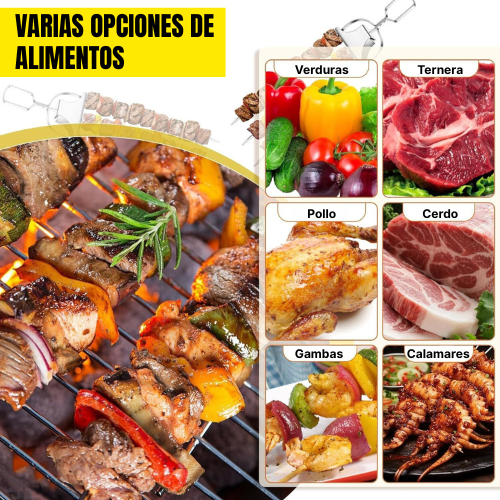 Brochetas BBQ De 3 Vías Con Deslizador