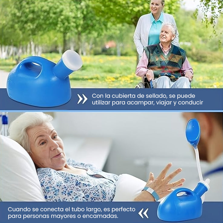 Urinario médico de gran capacidad con tubo largo para ancianos, pacientes encamados, viajeros