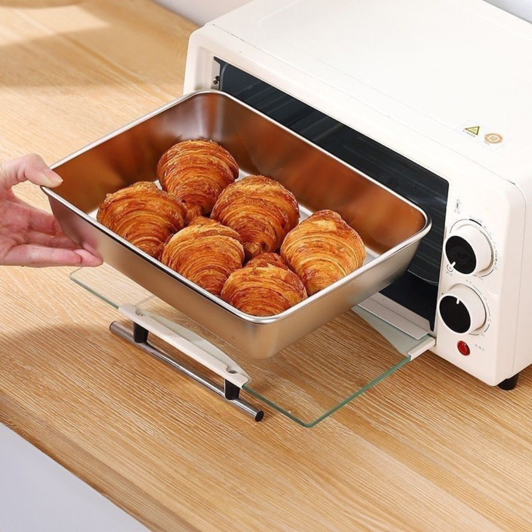 SUS304 caja de almacenamiento de alimentos, bandeja rectangular, seguro para la salud - Apto para microondas (25x20x6cm)