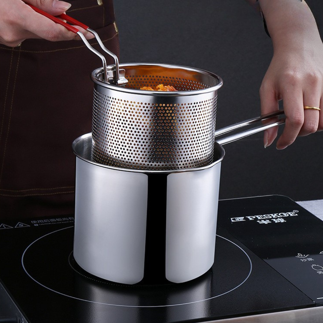 Sartén Multifuncional De Acero Inoxidable 304, Sartén Con Filtro Para Ahorrar Aceite (Puede Utilizarse Para Placas De Inducción)