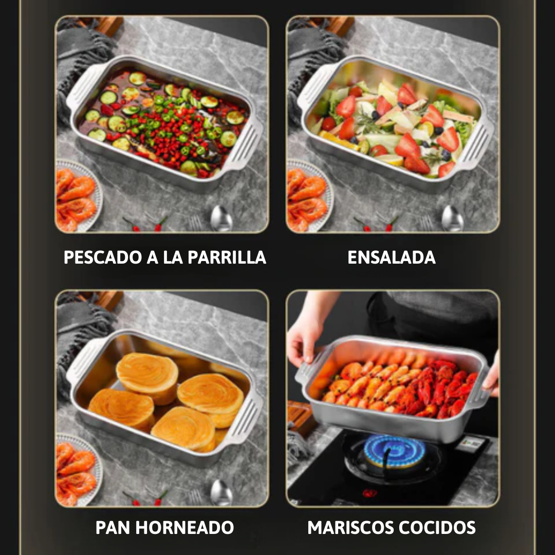 Bandeja De Cocina De Acero Inoxidable SUS304 – Ideal Para Ollas Calientes, Vapor, Horneado Y Almacenamiento