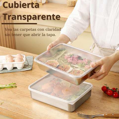 Cajas de acero inoxidable 304 para alimentos (25 x 20 x 6 cm)