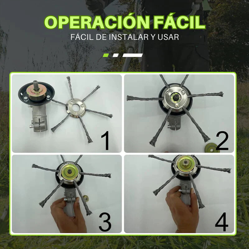 Cabezal Desbrozador de Acero 6 Hilos – Potencia y Precisión en Cada Corte (Incluye Kit de Adaptadores)
