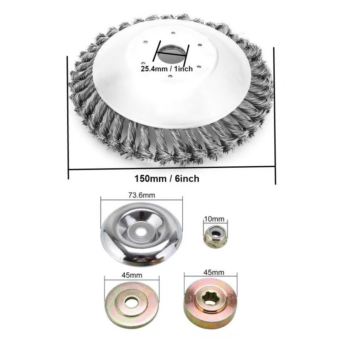Hoja de Corte de Césped de Alambre de Acero Súper Resistente 360° (Incluye Kit de Adaptadores)