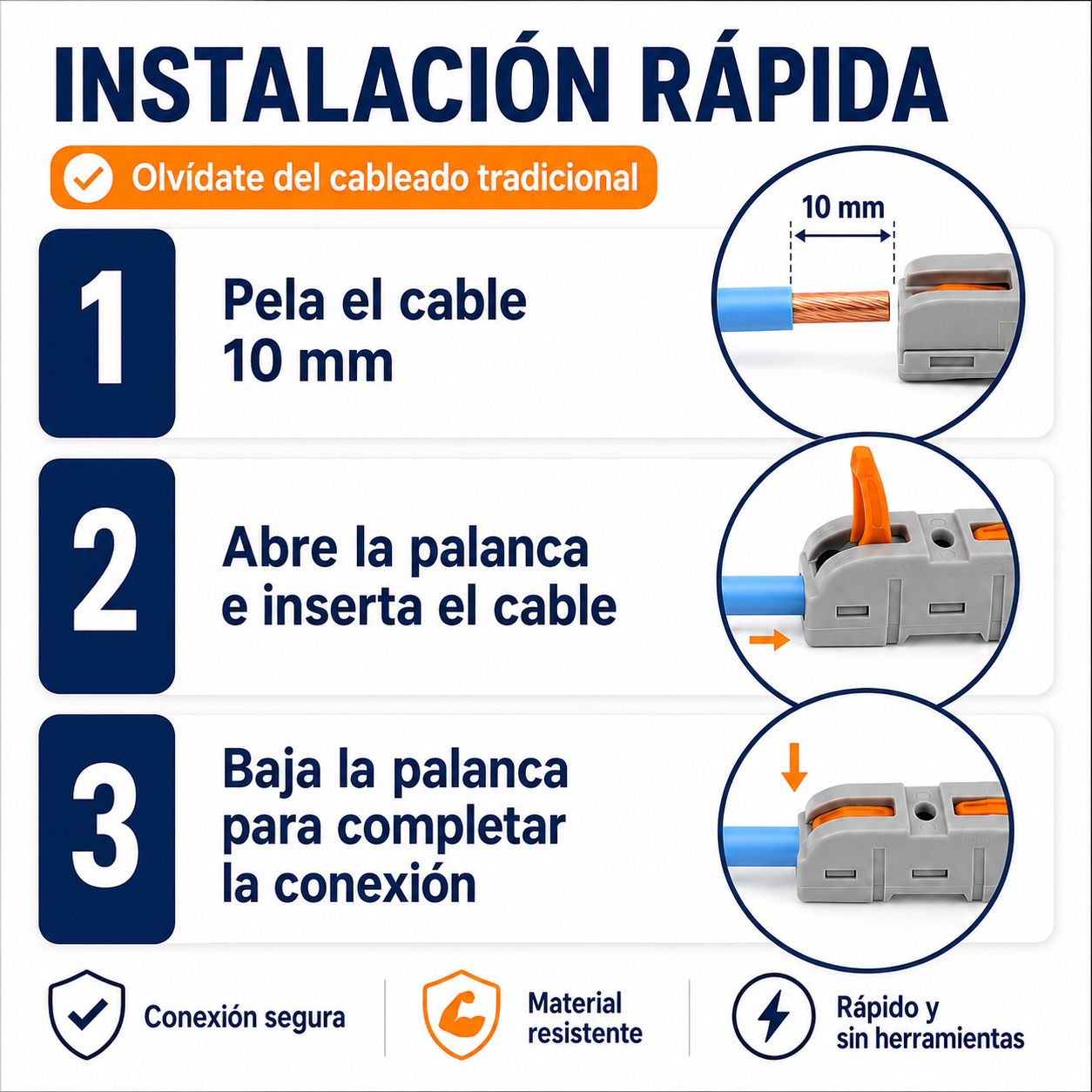 Juego De 34 Pares De Conectores Eléctricos Rápidos Con Palanca Reutilizables De 2 Puertos