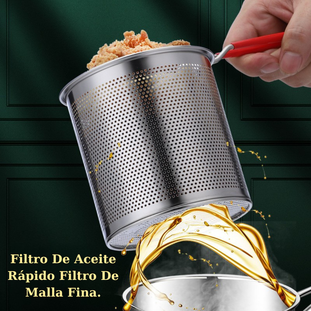 Sartén Multifuncional De Acero Inoxidable 304, Sartén Con Filtro Para Ahorrar Aceite (Puede Utilizarse Para Placas De Inducción)