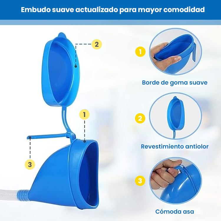 Urinario médico de gran capacidad con tubo largo para ancianos, pacientes encamados, viajeros