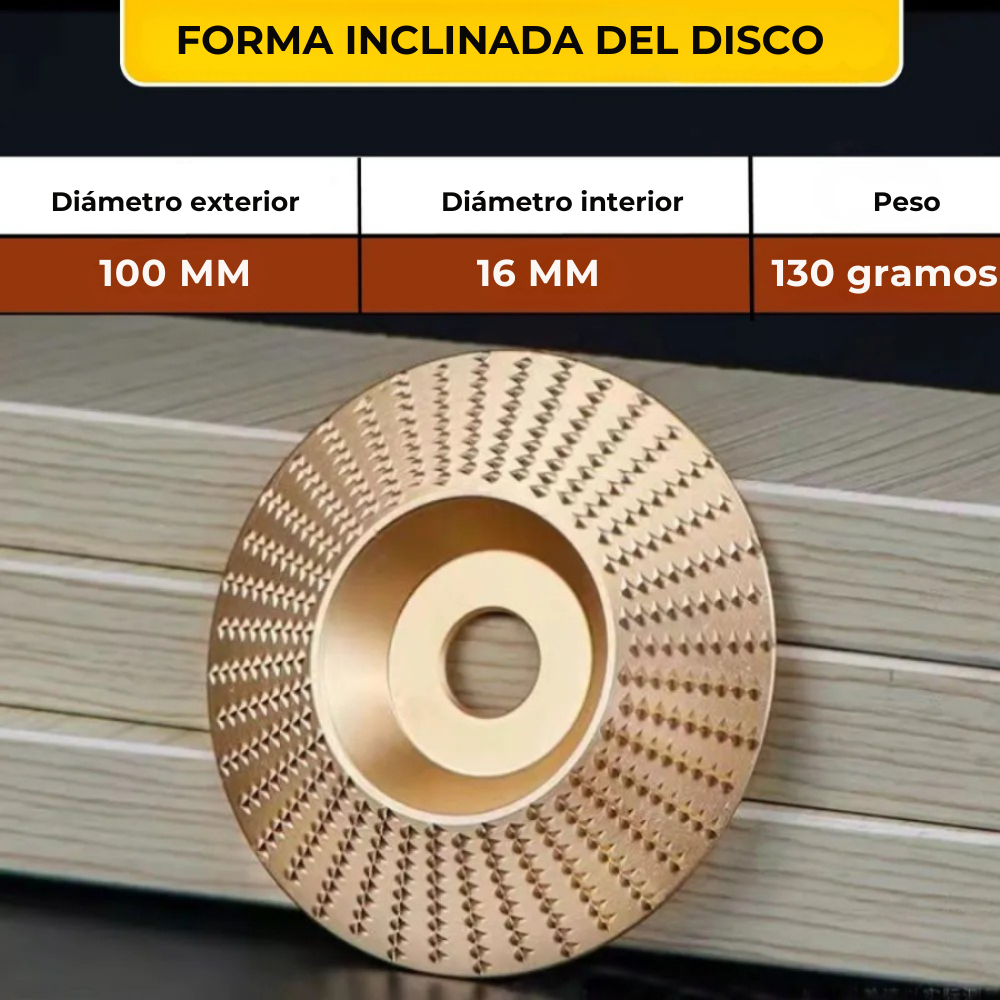 Set de 3 Discos de Desbaste de Acero al Carbono para Madera (Plano - Curvo - Inclinado)