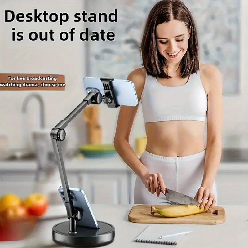 Desktop Phone Holder 2025 📷 Soporte para teléfono de escritorio multiángulo para transmisión en vivo, palo para selfies, trípode, grabación de video, clases en línea y vlogs.