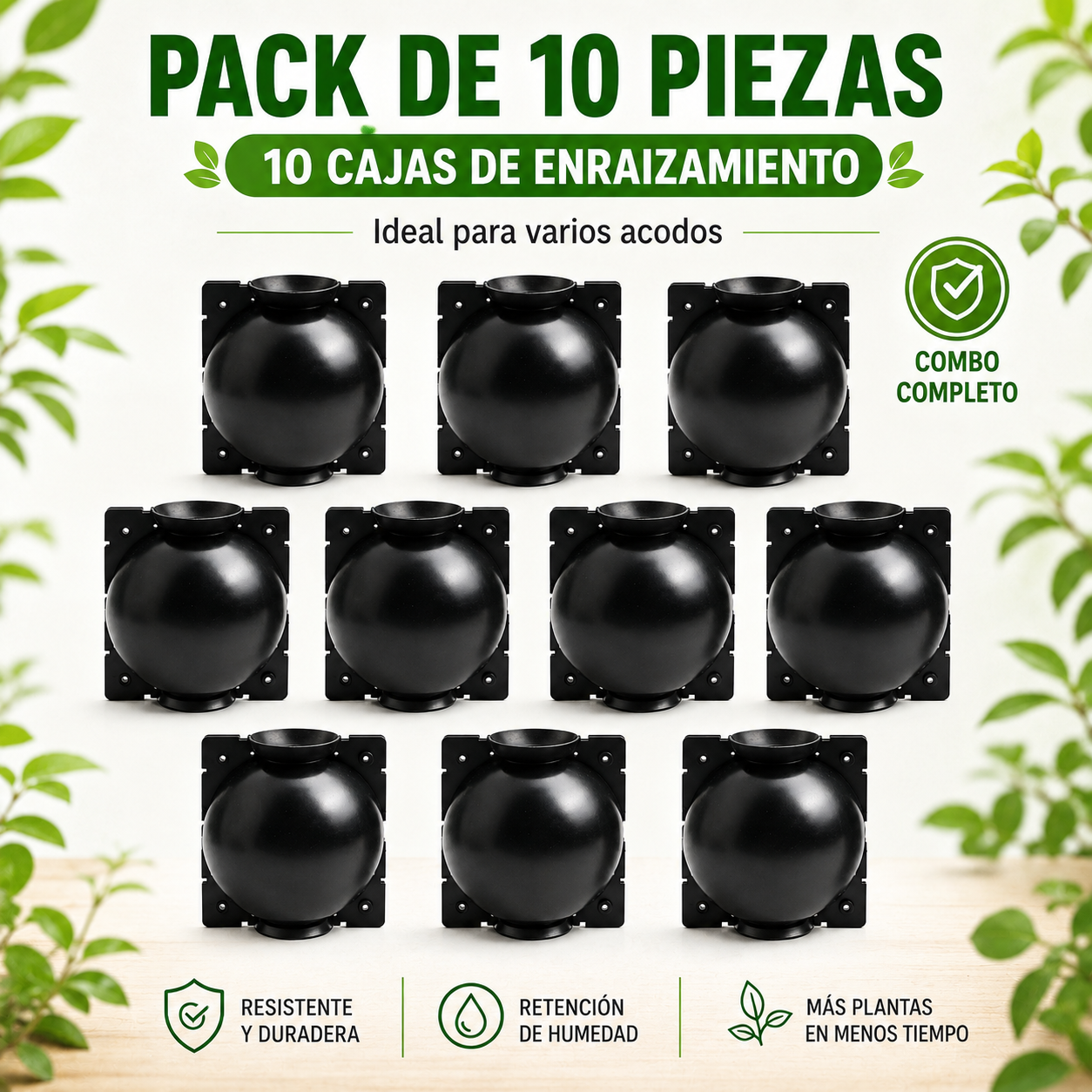 Caja de Enraizamiento para Acodo Aéreo – Pack de 10 Reutilizable para Propagación de Plantas