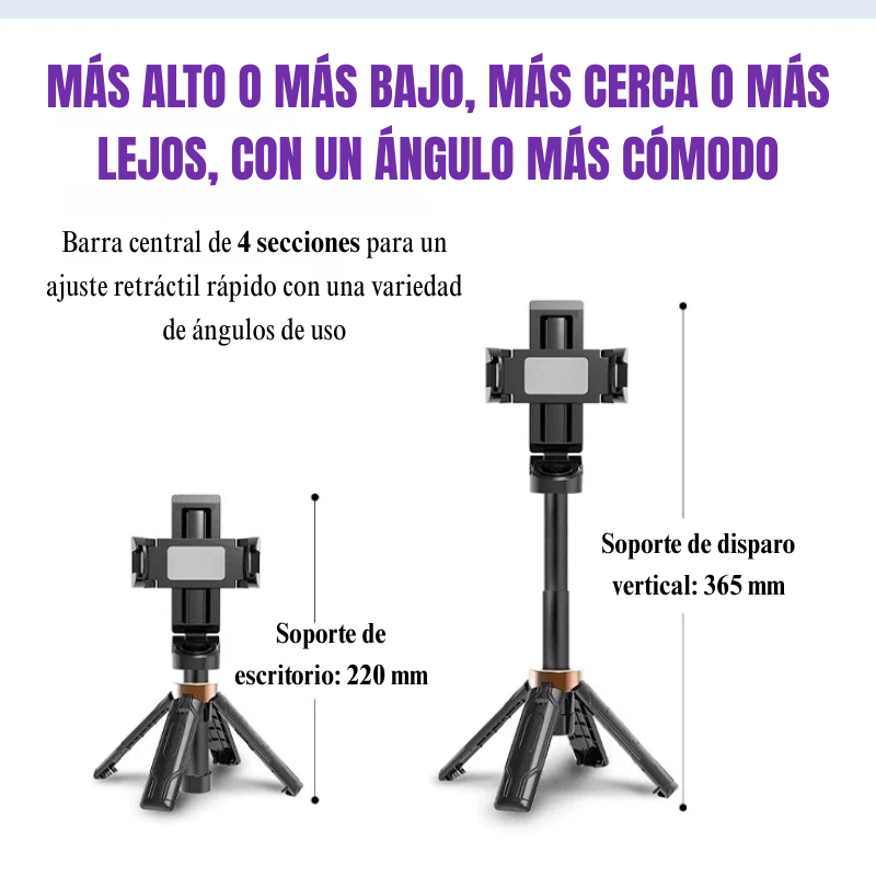 Pocketflex Mini Tripod 2025 📷 Trípode y Palo Selfie 3 en 1 con Control Remoto Bluetooth Captura Momentos Inolvidables