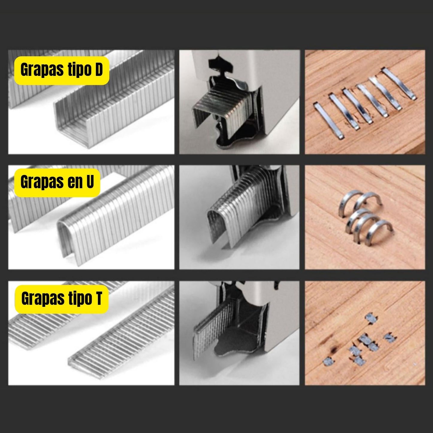 Grapadora industrial con extractor de clavos + 1000 clavos en forma de U