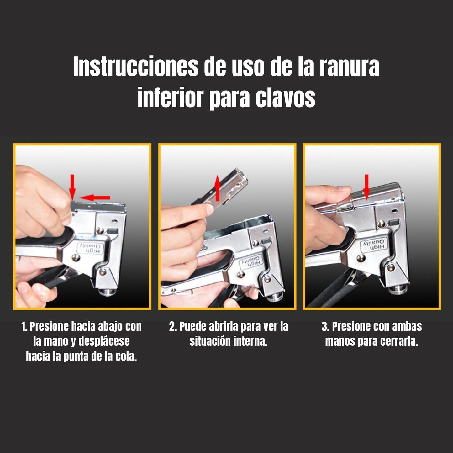 Grapadora industrial con extractor de clavos + 1000 clavos en forma de U