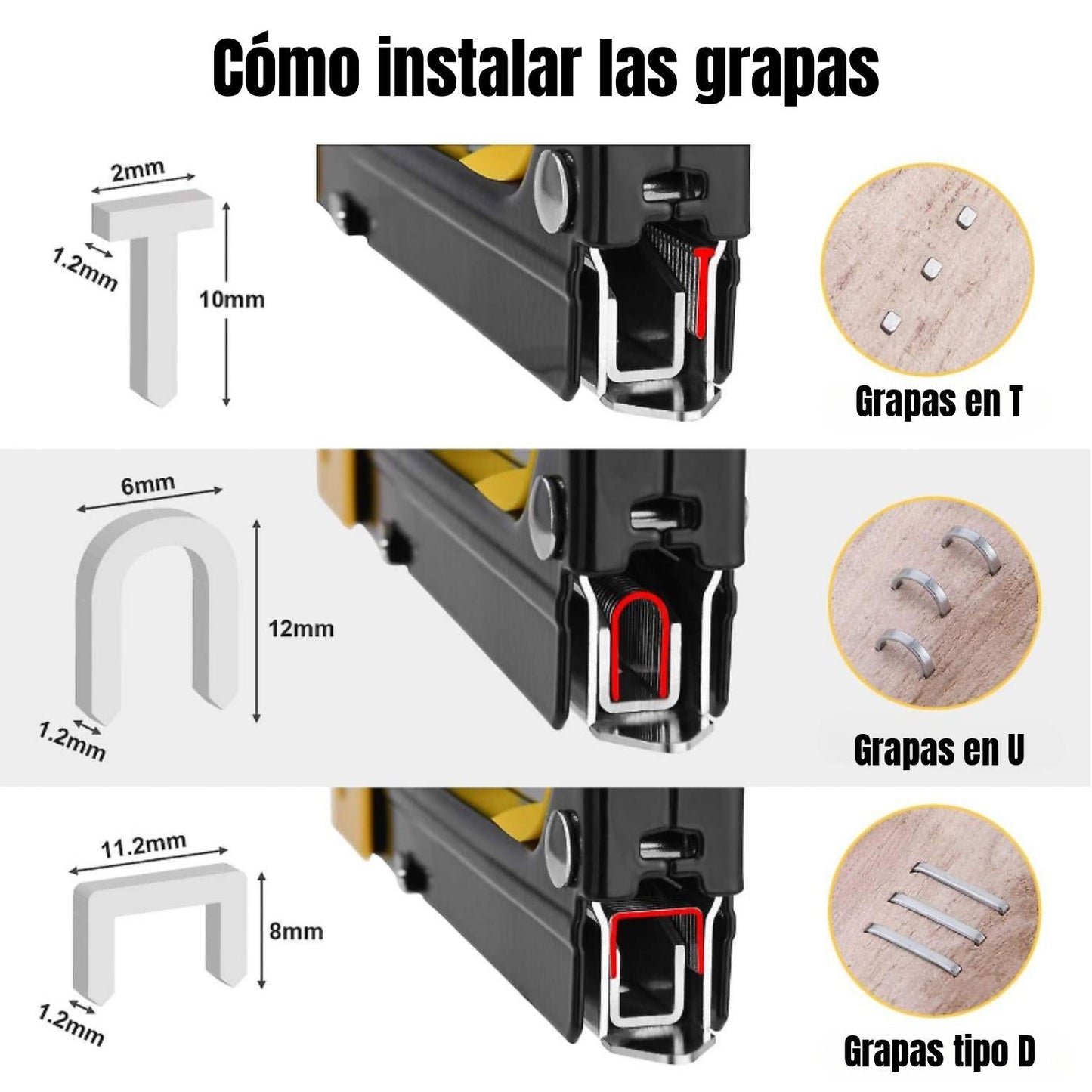 Grapadora industrial con extractor de clavos + 1000 clavos en forma de U