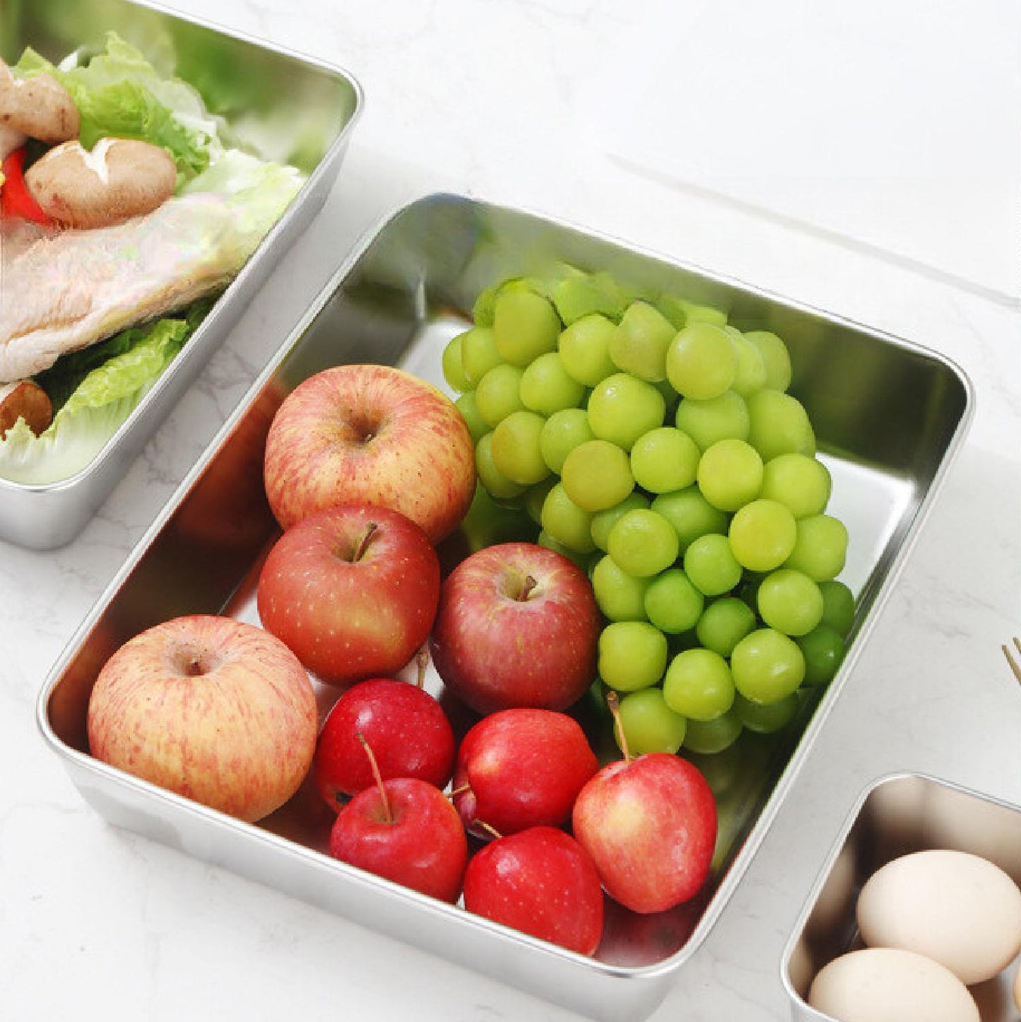 Cajas Para Tapa De Bandeja De Servicio De Acero Inoxidable (22x15x6 cm)