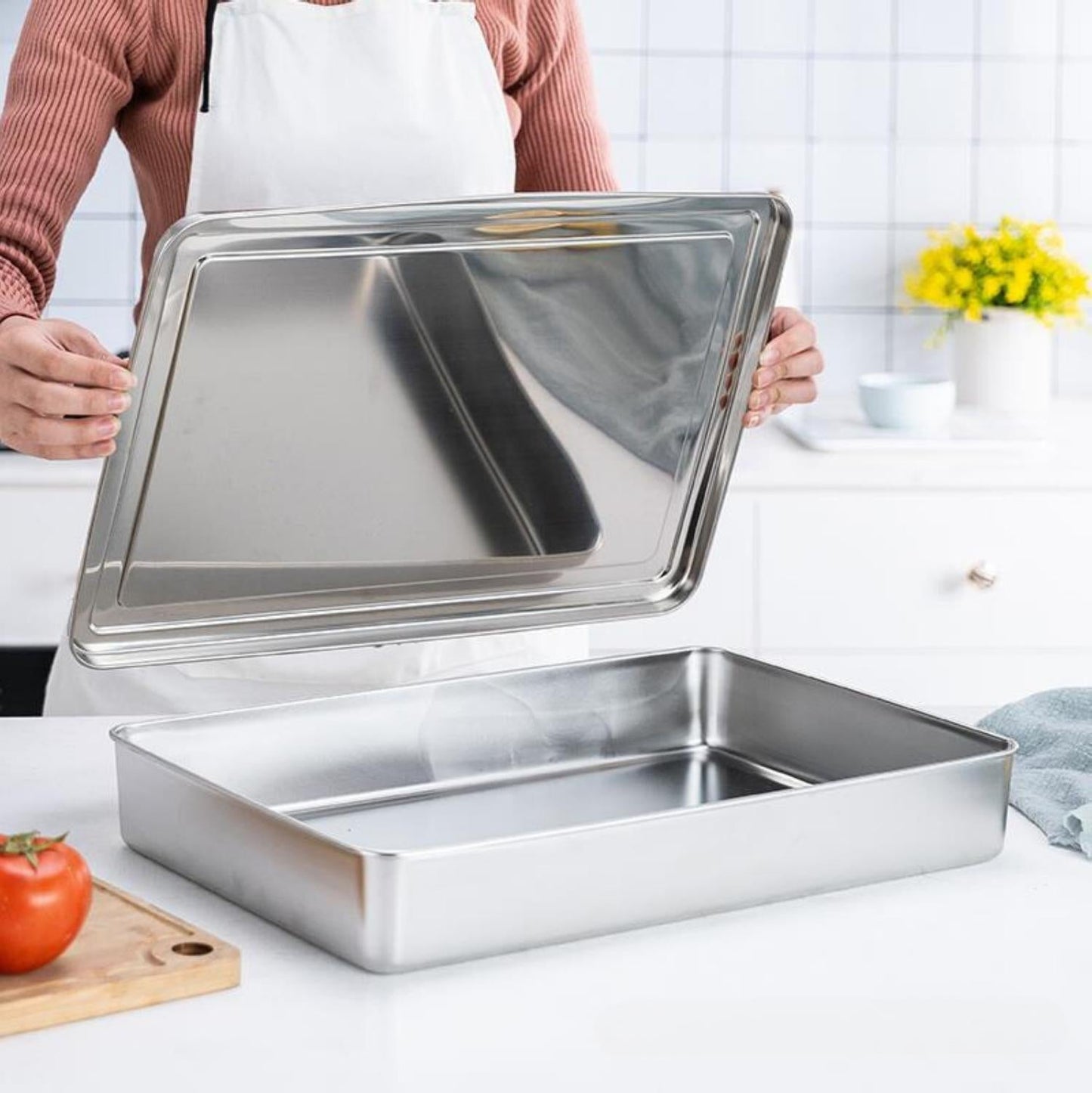 Cajas Para Tapa De Bandeja De Servicio De Acero Inoxidable (22x15x6 cm)