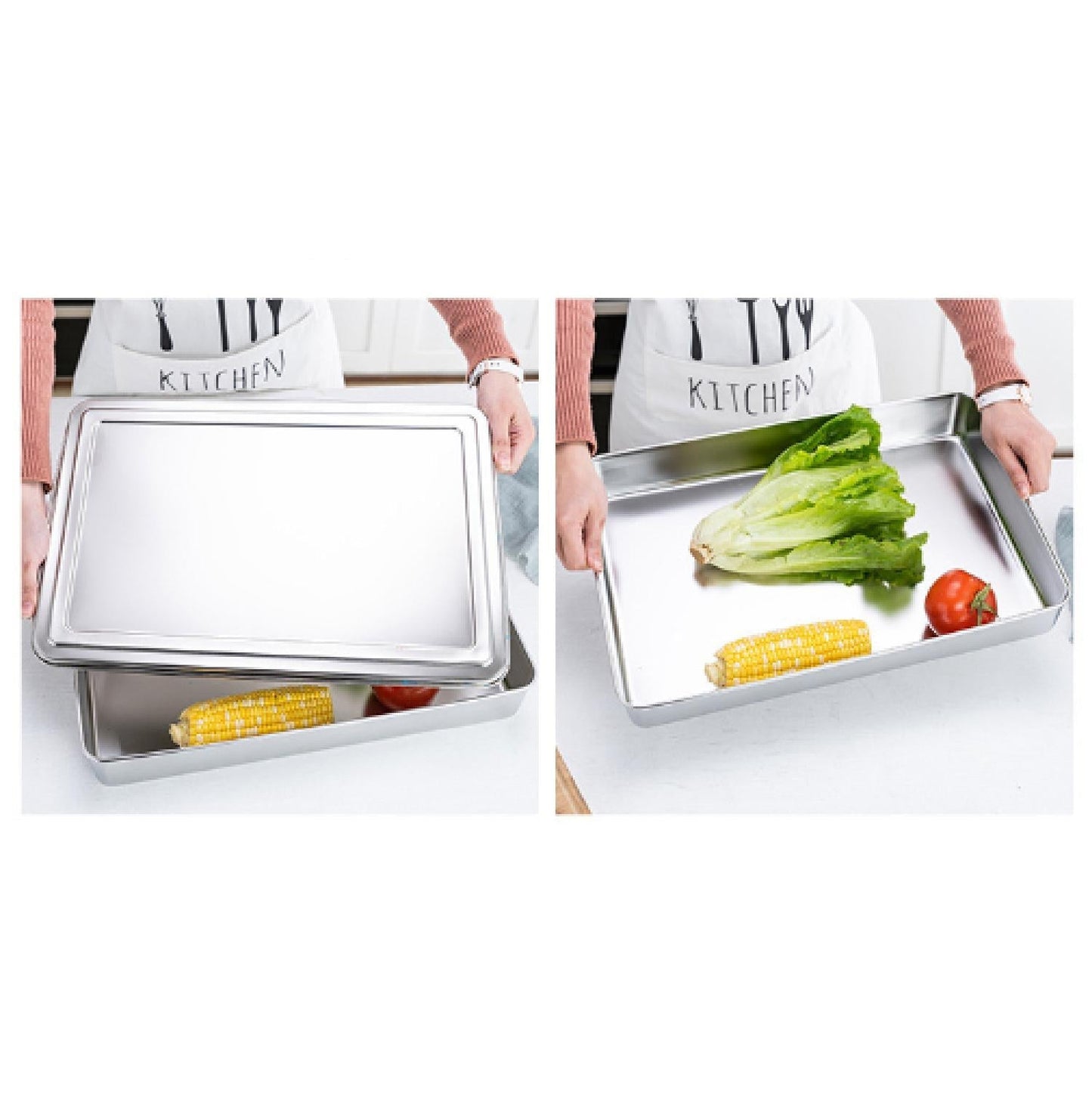 Cajas Para Tapa De Bandeja De Servicio De Acero Inoxidable (22x15x6 cm)