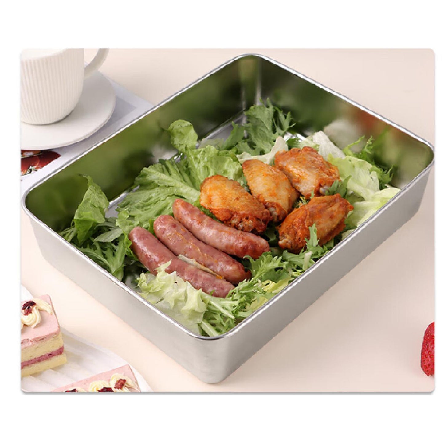 Cajas Para Tapa De Bandeja De Servicio De Acero Inoxidable (22x15x6 cm)