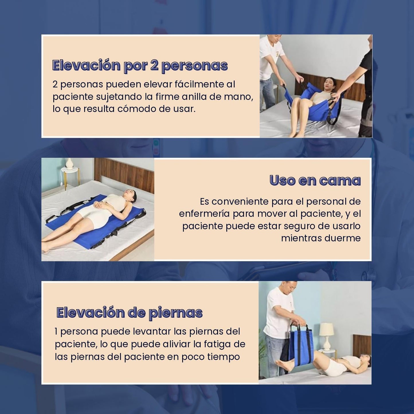Tabla De Transferencia De Pacientes Con 6 Asas Reforzadas, Almohadilla Médica Multiusos Para Camas, Ancianos