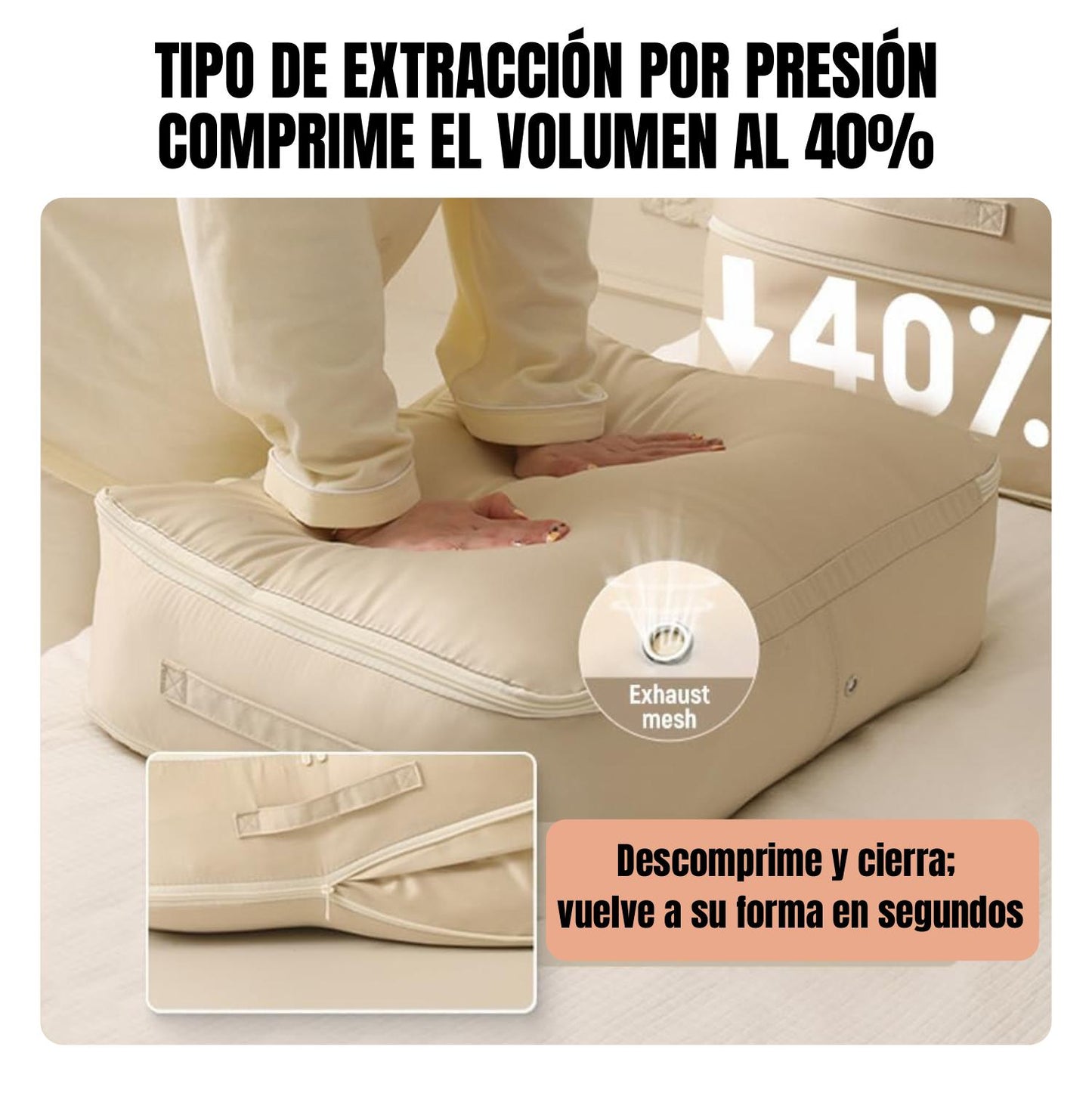 Bolsas Organizadoras de Compresión Automática para Edredones, Ropa, Mantas, Impermeables y a Prueba de Humedad (54x42x30cm)