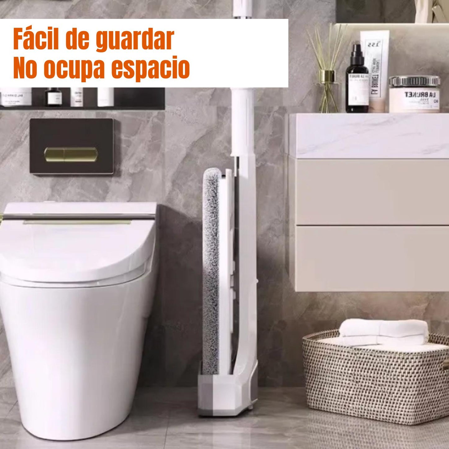 Juego de cubo de fregona manos libres, 4 almohadillas de microfibra reutilizables incluidas
