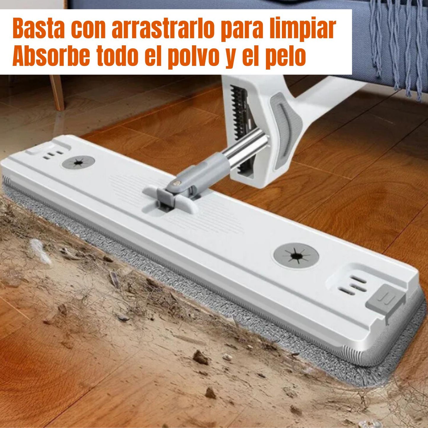 Juego de cubo de fregona manos libres, 4 almohadillas de microfibra reutilizables incluidas