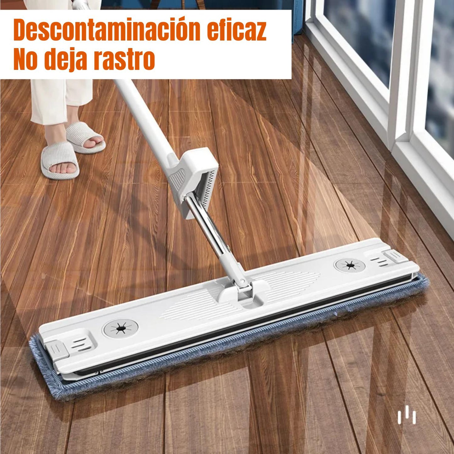 Juego de cubo de fregona manos libres, 4 almohadillas de microfibra reutilizables incluidas