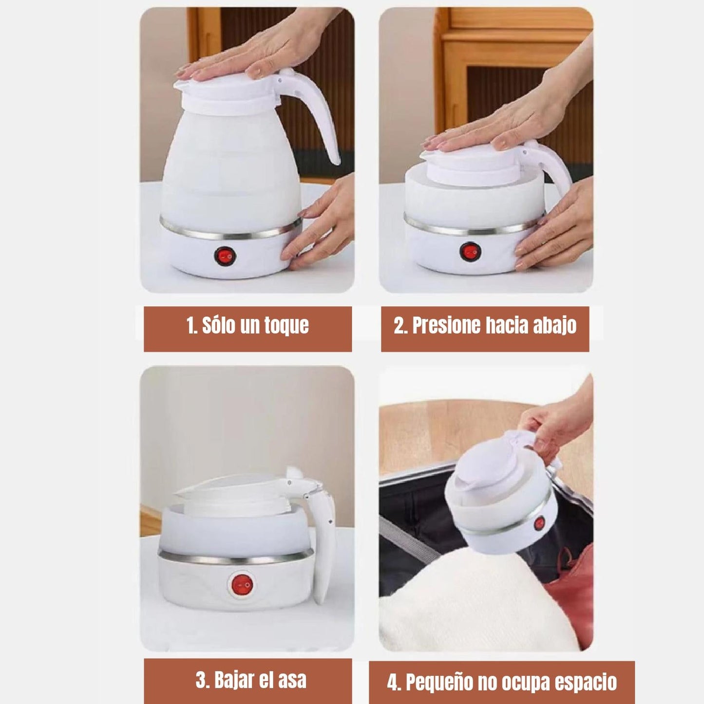 Hervidor Eléctrico Plegable De Viaje De 600ml, Ebullición Rápida, Diseño Portátil, Función Antisecado, Accesorio De Cocina