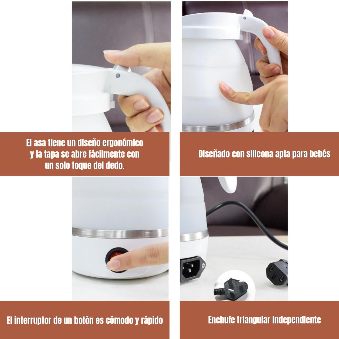 Hervidor Eléctrico Plegable De Viaje De 600ml, Ebullición Rápida, Diseño Portátil, Función Antisecado, Accesorio De Cocina