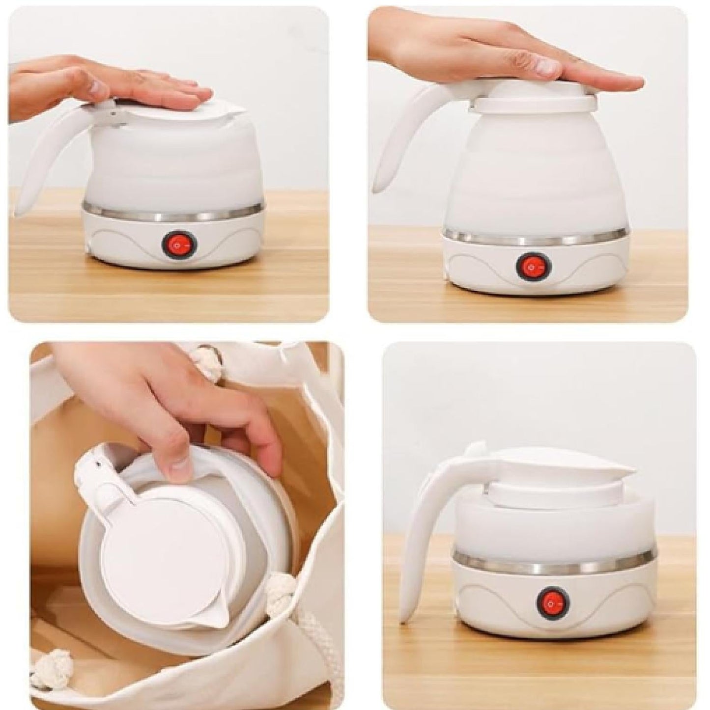 Hervidor Eléctrico Plegable De Viaje De 600ml, Ebullición Rápida, Diseño Portátil, Función Antisecado, Accesorio De Cocina