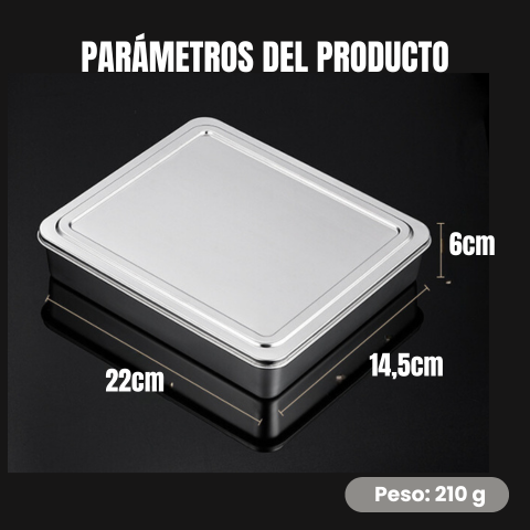 Cajas Para Tapa De Bandeja De Servicio De Acero Inoxidable (22x15x6 cm)
