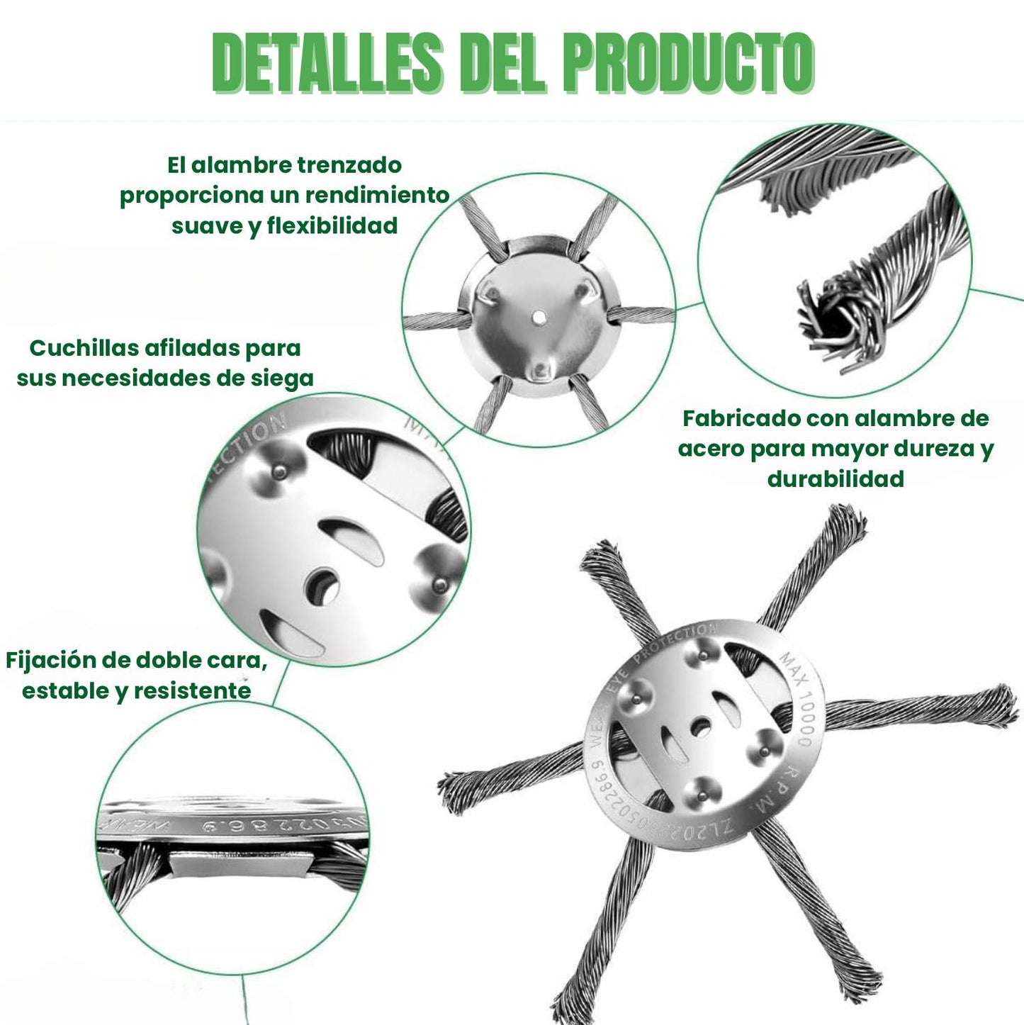 El Cabezal Del Cortacésped Tiene 6 Ramas Tejidas Con Alambre De Acero Resistente