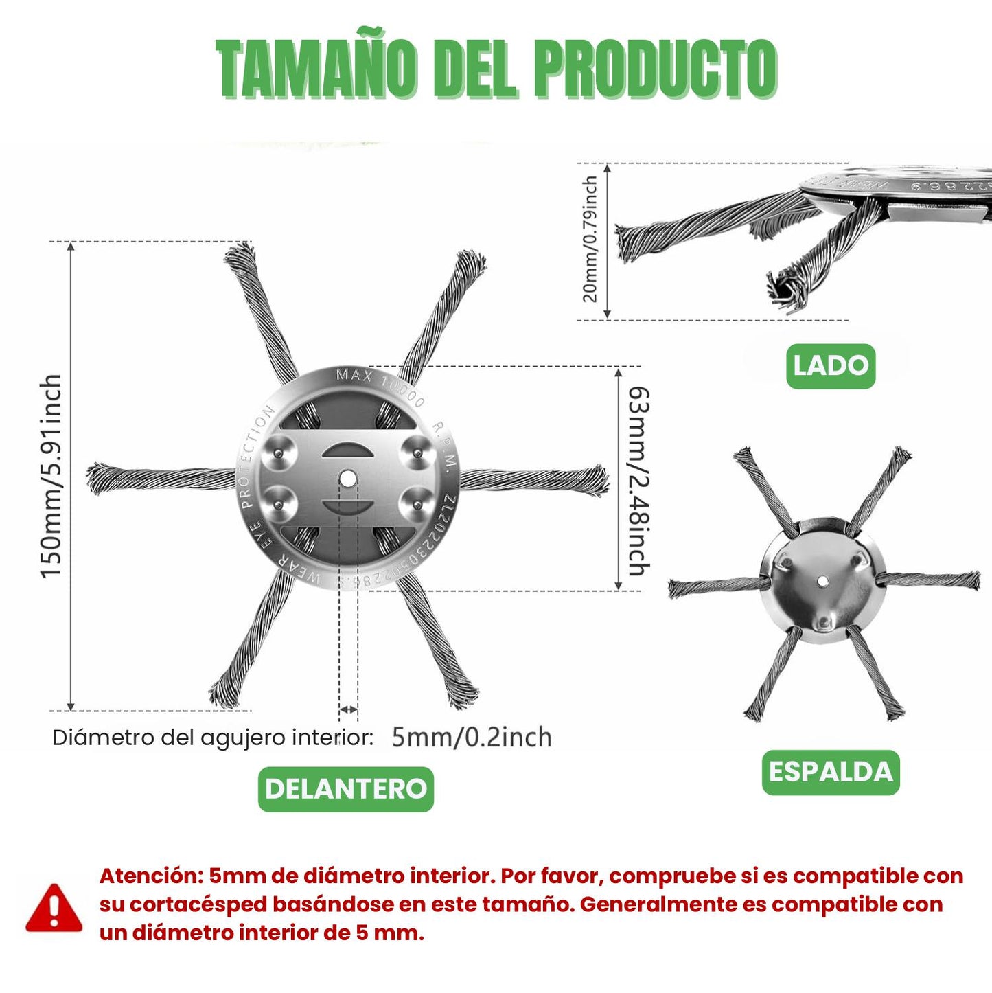 El Cabezal Del Cortacésped Tiene 6 Ramas Tejidas Con Alambre De Acero Resistente
